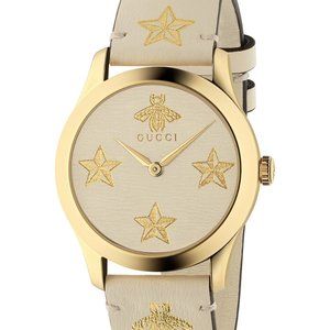 Gucci Unisex Swiss Watch Gold and Cream NEW